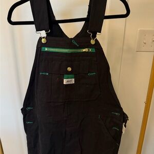 Liberty Black Overalls with Green Accents